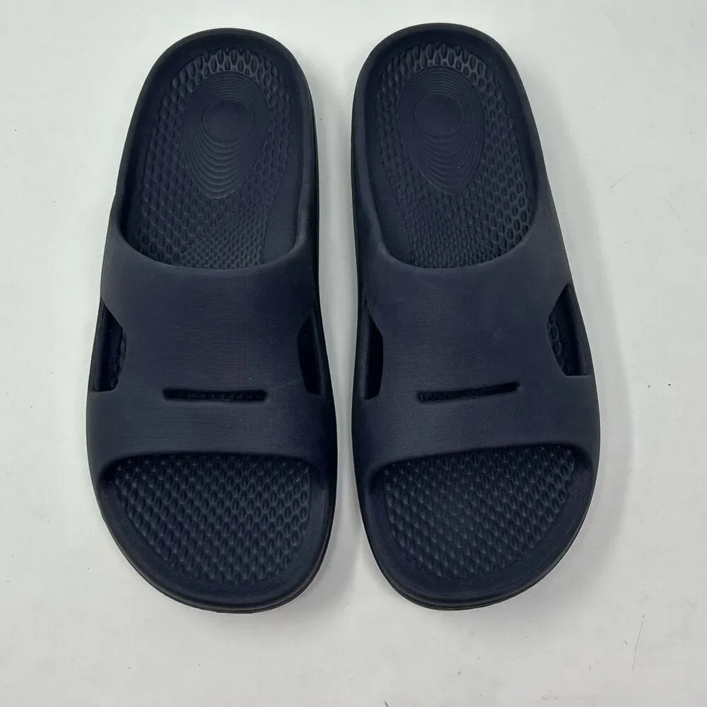 Spenco Revitalign Mens Fusion Slides Sz 9 Blue Recovery Molded Footbed Orthotic